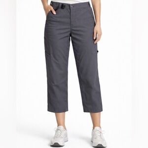 Prana Breathe Capri Pants Grey Lightweight Hiking Travel Cropped Medium